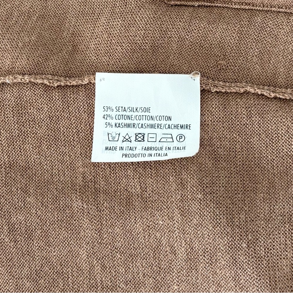 Yves Saint Laurent Size Medium Brown Silk Blend Puff Shoulder Cardigan Pockets - Picture 8 of 8